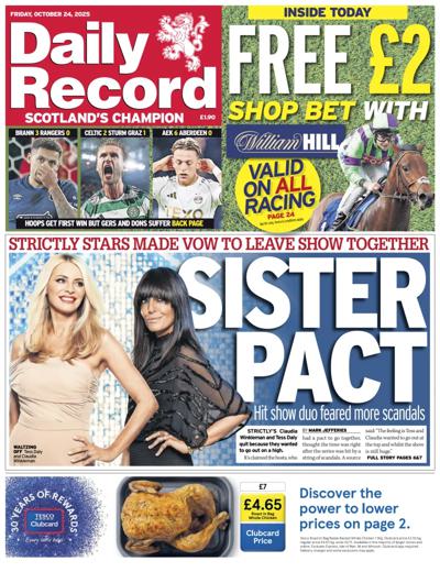 Daily Record Newspaper Front Page (UK) for 24 October 2025