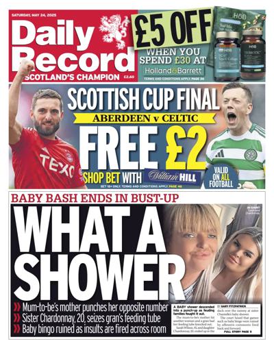 Daily Record Newspaper Front Page (UK) for 24 May 2025