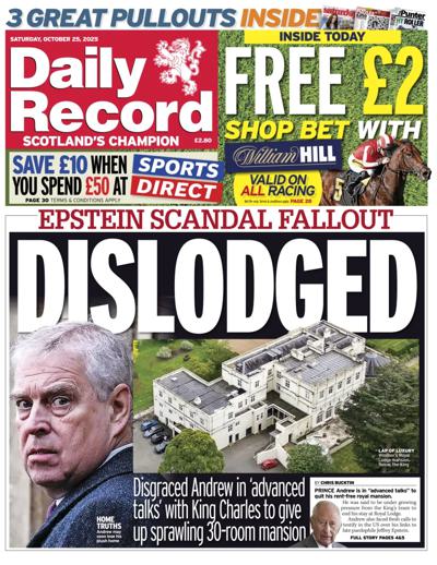 Daily Record Newspaper Front Page (UK) for 25 October 2025