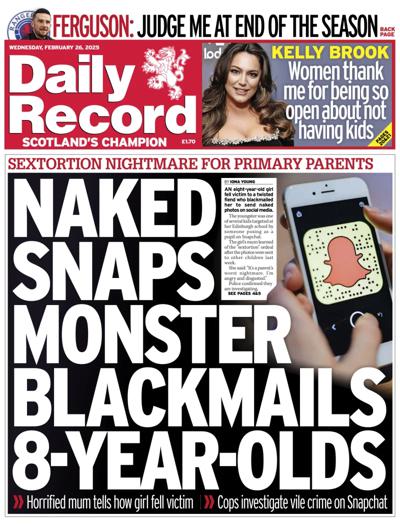 Daily Record Newspaper Front Page (UK) for 26 February 2025