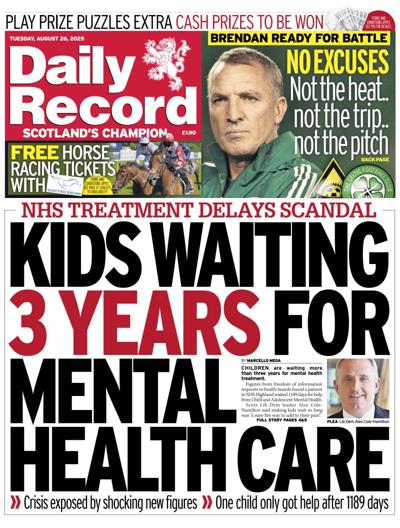 Daily Record Newspaper Front Page (UK) for 26 August 2025