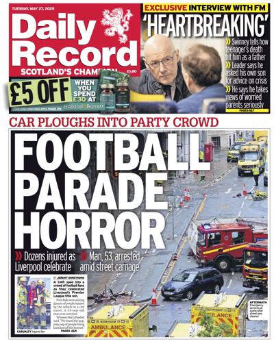 Daily Record Newspaper Front Page (UK) for 27 May 2025