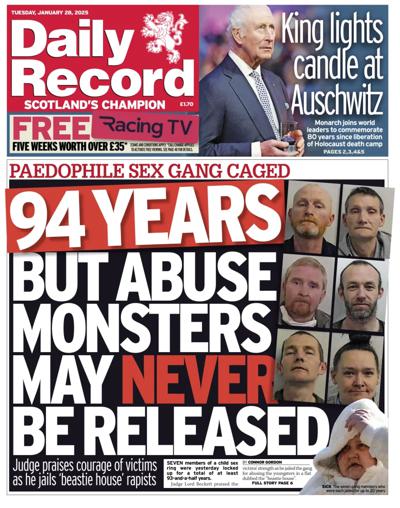 Daily Record Newspaper Front Page (UK) for 28 January 2025