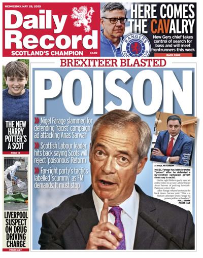 Daily Record Newspaper Front Page (UK) for 28 May 2025