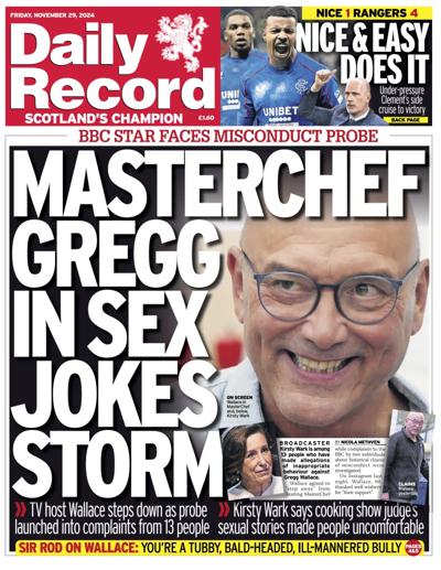 Daily Record Newspaper Front Page (UK) for 29 November 2024