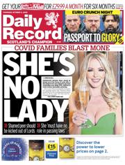 Daily Record front page for 2 October 2025