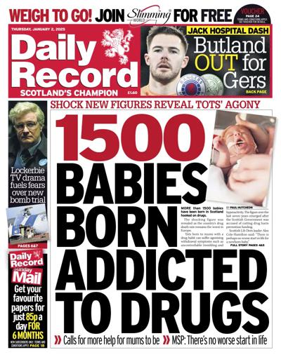 Daily Record Newspaper Front Page (UK) for 2 January 2025