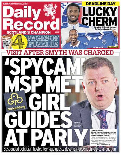 Daily Record Newspaper Front Page (UK) for 2 September 2025