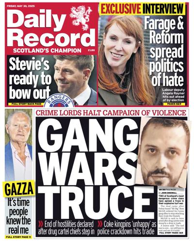 Daily Record Newspaper Front Page (UK) for 30 May 2025