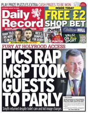 Daily Record front page for 30 August 2025