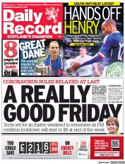 Daily Record (UK) Newspaper Front Page for 31 March 2021