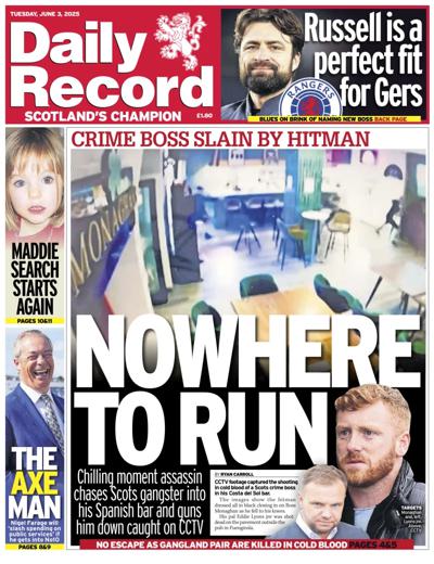 Daily Record Newspaper Front Page (UK) for 3 June 2025