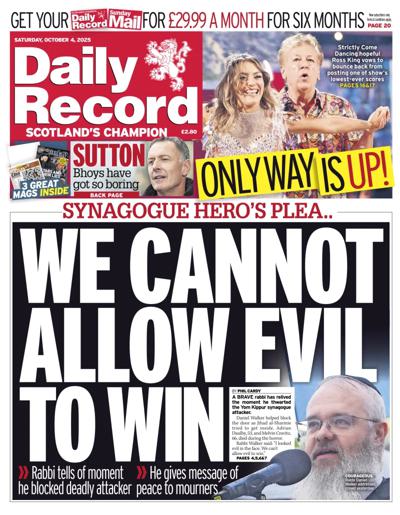 Daily Record Newspaper Front Page (UK) for 4 October 2025