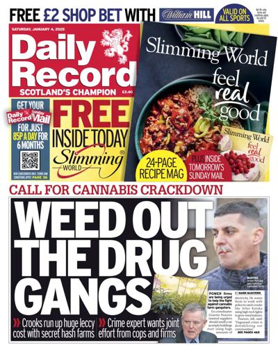 Daily Record Newspaper Front Page (UK) for 4 January 2025