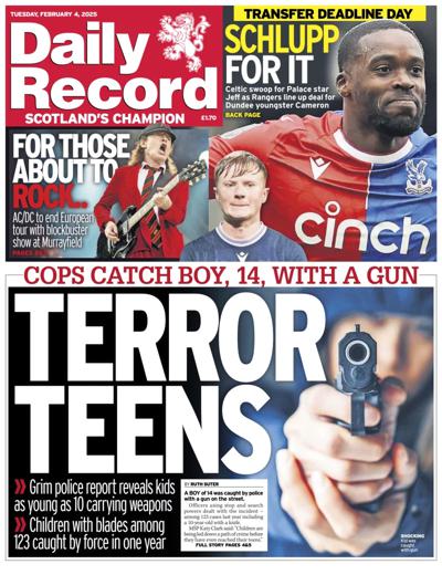 Daily Record Newspaper Front Page (UK) for 4 February 2025