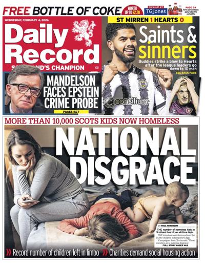 Daily Record Newspaper Front Page (UK) for 4 February 2026