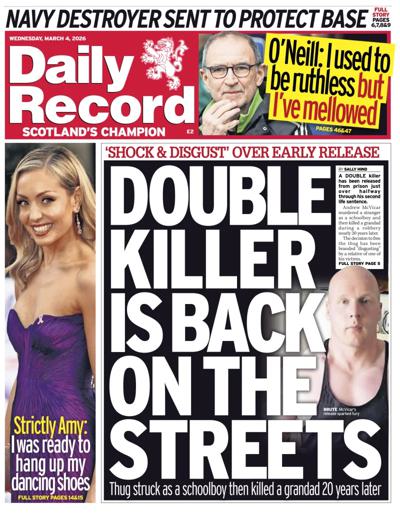 Daily Record Newspaper Front Page (UK) for 4 March 2026