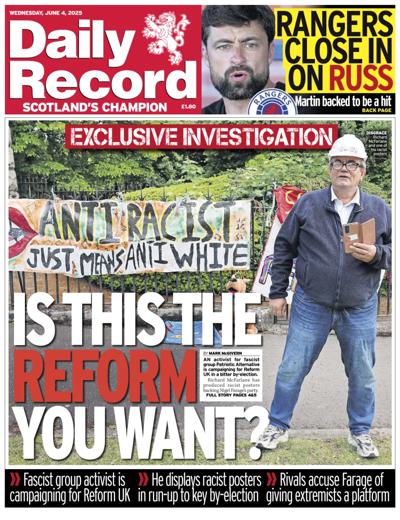 Daily Record Newspaper Front Page (UK) for 4 June 2025