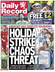 Daily Record front page for 4 July 2025