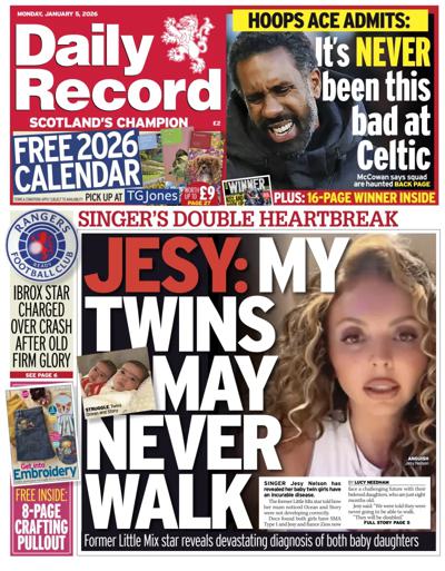 Daily Record Newspaper Front Page (UK) for 5 January 2026