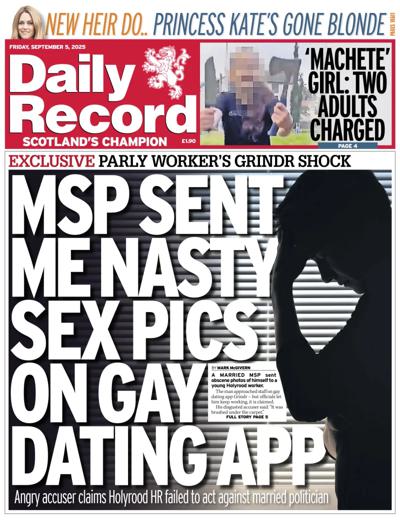 Daily Record Newspaper Front Page (UK) for 5 September 2025