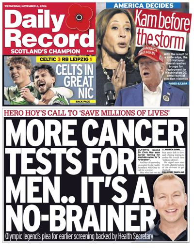 Daily Record Newspaper Front Page (UK) for 6 November 2024