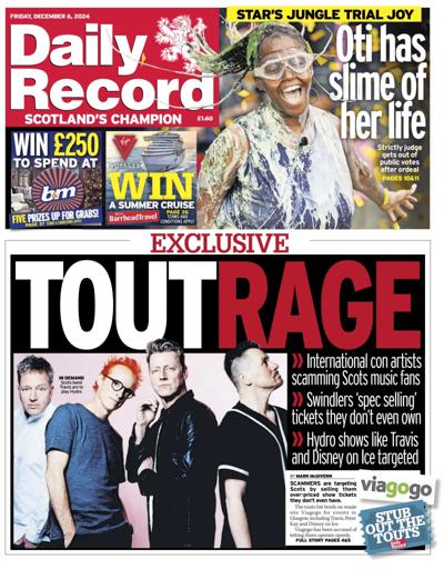 Daily Record Newspaper Front Page (UK) for 6 December 2024