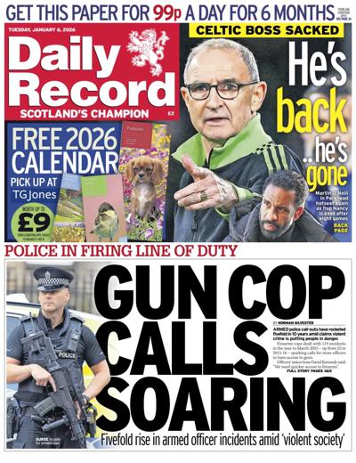 Daily Record Newspaper Front Page (UK) for 6 January 2026