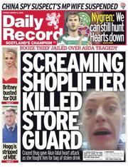 Daily Record front page for 6 March 2026