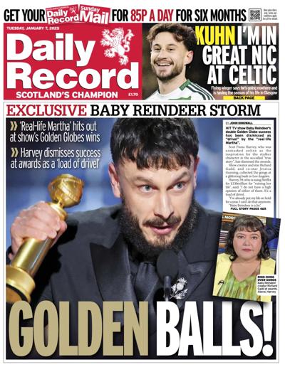 Daily Record Newspaper Front Page (UK) for 7 January 2025