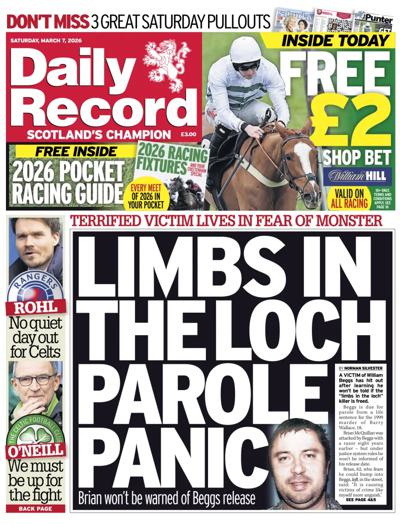 Daily Record Newspaper Front Page (UK) for 7 March 2026