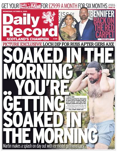 Daily Record Newspaper Front Page (UK) for 8 October 2025