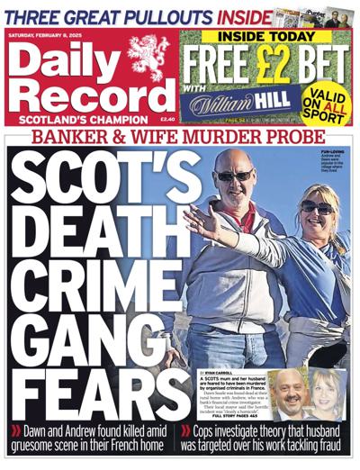 Daily Record Newspaper Front Page (UK) for 8 February 2025