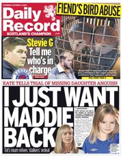 Daily Record front page for 9 October 2025
