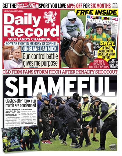 Daily Record Newspaper Front Page (UK) for 9 March 2026