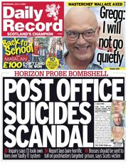 Daily Record front page for 9 July 2025