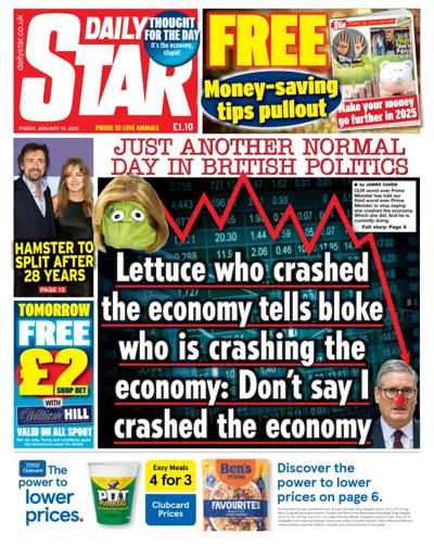 Daily Star Newspaper Front Page (UK) for 10 January 2025