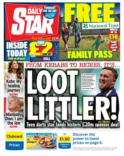 Daily Star Newspaper Front Page (UK) for 10 January 2026