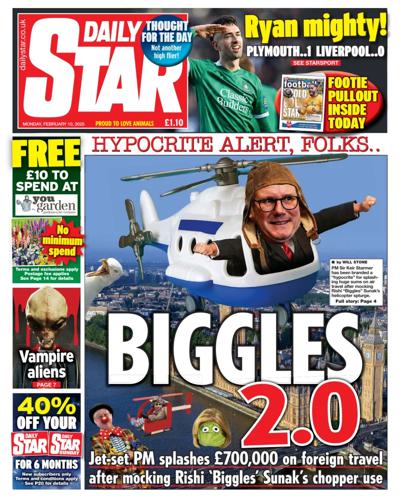 Daily Star Newspaper Front Page (UK) for 10 February 2025