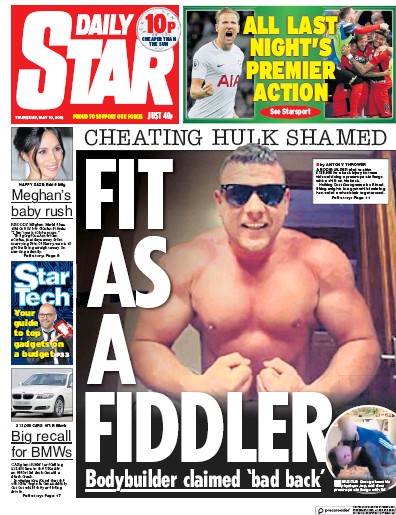 Daily Star Newspaper Front Page (UK) for 10 May 2018