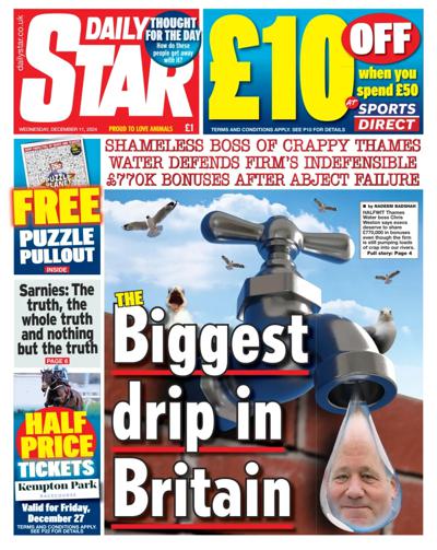 Daily Star Newspaper Front Page (UK) for 11 December 2024