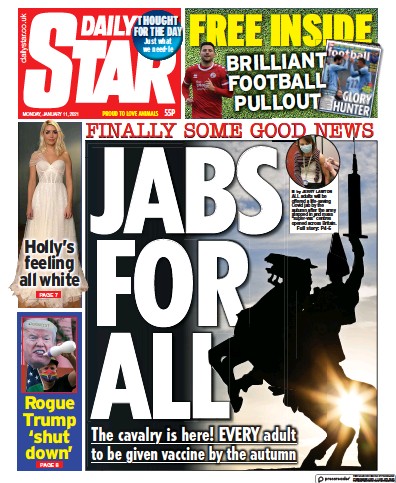 Daily Star Newspaper Front Page (UK) for 11 January 2021