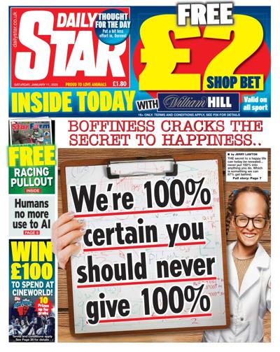 Daily Star Newspaper Front Page (UK) for 11 January 2025