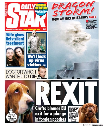 Daily Star Newspaper Front Page (UK) for 11 February 2020