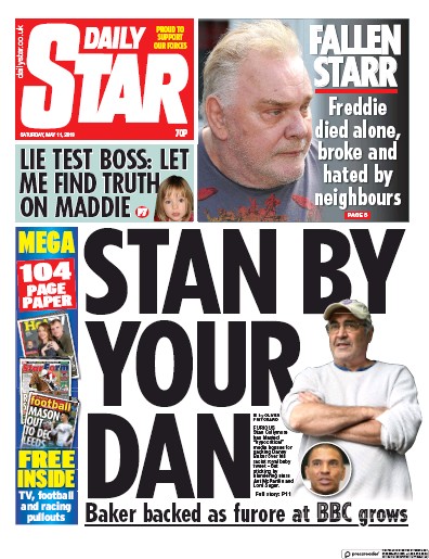 Daily Star Newspaper Front Page (UK) for 11 May 2019