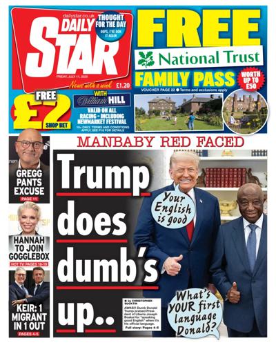 Daily Star Newspaper Front Page (UK) for 11 July 2025