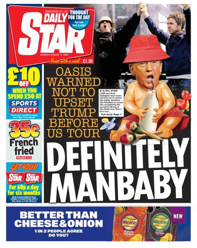 Daily Star Newspaper Front Page (UK) for 11 August 2025