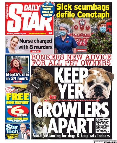 Daily Star Newspaper Front Page (UK) for 12 November 2020