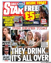 Daily Star (UK) Newspaper Front Page for 12 April 2021