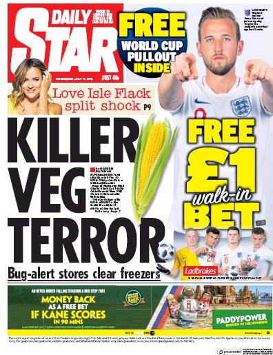 Daily Star Newspaper Front Page (UK) for 12 July 2018